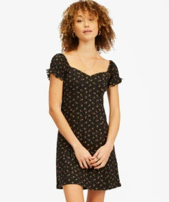 BILLABONG Forever Flirty Sweetheart Mini Dress BLACK