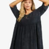 BILLABONG Still Dreaming Babydoll T-Shirt Dress OFF BLACK