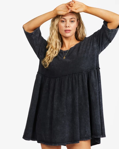 BILLABONG Still Dreaming Babydoll T-Shirt Dress OFF BLACK 1 BILLABONG Still Dreaming Babydoll T-Shirt Dress OFF BLACK