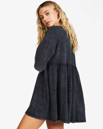 BILLABONG Still Dreaming Babydoll T-Shirt Dress OFF BLACK 2 BILLABONG Still Dreaming Babydoll T-Shirt Dress OFF BLACK - Image 2