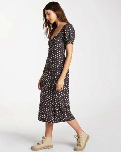 BILLABONG Love Letters Dress OFF BLACK 4 BILLABONG Love Letters Dress OFF BLACK - Image 4