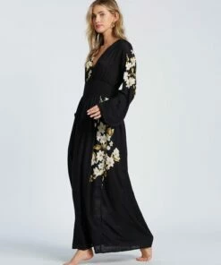 BILLABONG Night Bloom Long Sleeve Maxi Dress BLACK -Womens Dresses sales 2022 abjwd00151 billabongw blk sd1