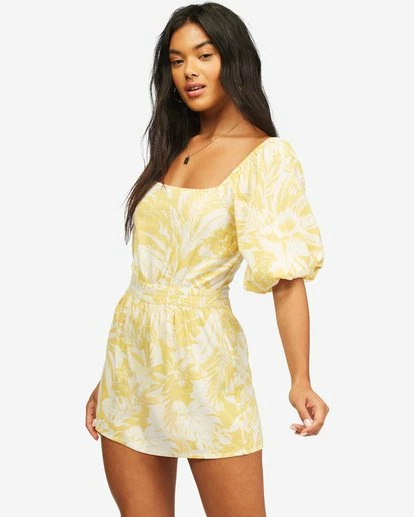 BILLABONG Hello Sun Mini Dress VINTAGE YELLOW 2 BILLABONG Hello Sun Mini Dress VINTAGE YELLOW - Image 2