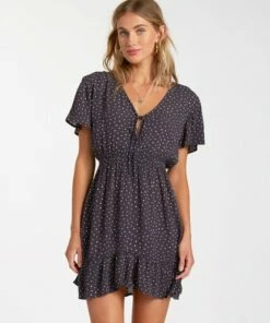 BILLABONG Day Trippin Dress OFF BLACK