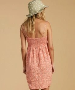 BILLABONG Salty Blonde Just Because Woven Mini Dress PEACH OUT -Womens Dresses sales 2022 abjwd00190 billabongw pou bck1