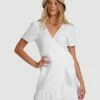 BILLABONG Crosshatch Wrap Mini Dress WHITE