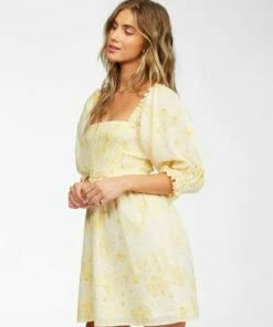 BILLABONG Groovy Girl Woven Dress YELLOW FADE -Womens Dresses sales 2022 abjwd00246 billabongw ylf sd1