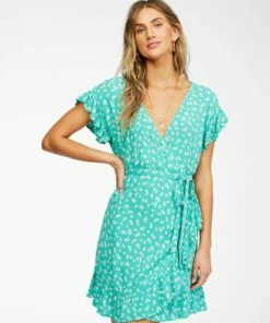 BILLABONG Wrap And Roll Woven Dress TROPICAL GREEN -Womens Dresses sales 2022 abjwd00247 billabongw gmh0 frt1