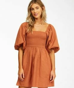 BILLABONG Paradise Days Mini Dress BRONZE -Womens Dresses sales 2022 abjwd00250 billabongw brz frt1