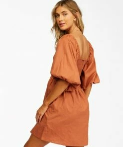 BILLABONG Paradise Days Mini Dress BRONZE -Womens Dresses sales 2022 abjwd00250 billabongw brz sd1