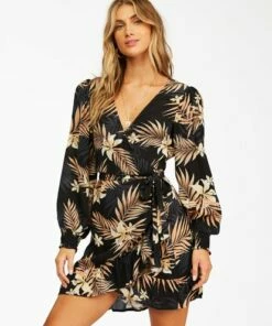 BILLABONG In My Heart Mini Dress BLACK MULTI