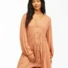 BILLABONG On The Way Babydoll Dress COCONUT