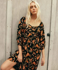 BILLABONG Swept Away Midi Dress OFF BLACK -Womens Dresses sales 2022 abjwd00327 billabongl bk1 frt1