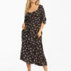BILLABONG Swept Away Midi Dress OFF BLACK