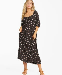 BILLABONG Swept Away Midi Dress OFF BLACK