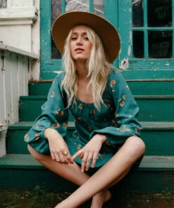 BILLABONG Sweet To Me Long Sleeve Midi Dress EMERALD