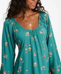 BILLABONG Sweet To Me Long Sleeve Midi Dress EMERALD -Womens Dresses sales 2022 abjwd00333 billabongw eme dtl1