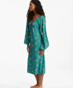 BILLABONG Sweet To Me Long Sleeve Midi Dress EMERALD -Womens Dresses sales 2022 abjwd00333 billabongw eme sd1