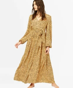 BILLABONG Nine Lives Wrap Maxi Dress BLACK -Womens Dresses sales 2022 abjwd00335 billabongw gdd frt1