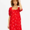 BILLABONG Bay Side Babydoll Dress RED VELVET