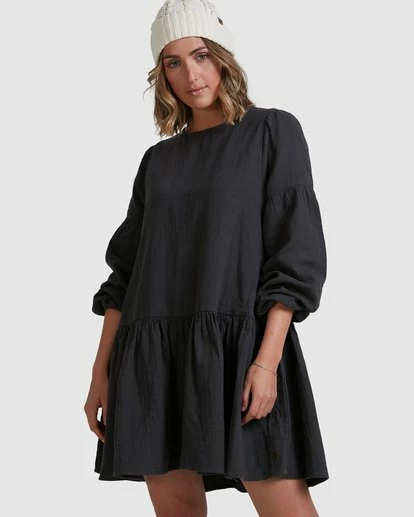 BILLABONG Wishes Tiered Dress BLACK 1 BILLABONG Wishes Tiered Dress BLACK