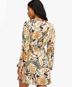 BILLABONG Spring Romance Mini Wrap Dress BLACK 2 -Womens Dresses sales 2022 abjwd00354 billabongw bk2 bck1