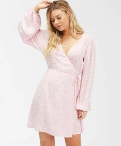 BILLABONG Spring Romance Mini Wrap Dress BLACK 2 -Womens Dresses sales 2022 abjwd00354 billabongw mee0 frt1