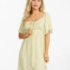 BILLABONG Secret Garden Babydoll Mini Dress LIME