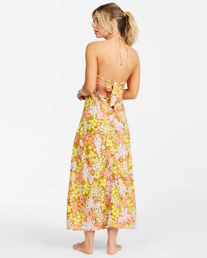 BILLABONG Retro Romance Halter Dress MOSS 3 BILLABONG Retro Romance Halter Dress MOSS - Image 3