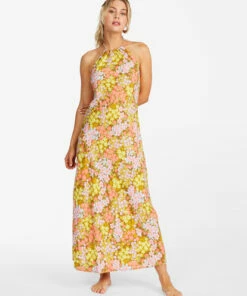 BILLABONG Retro Romance Halter Dress MOSS