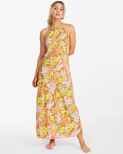 BILLABONG Retro Romance Halter Dress MOSS 1 BILLABONG Retro Romance Halter Dress MOSS