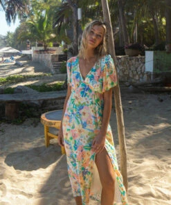 BILLABONG Jet Set Midi Dress BEACH GREEN