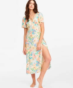 BILLABONG Jet Set Midi Dress BEACH GREEN -Womens Dresses sales 2022 abjwd00375 billabongw wmu frt1