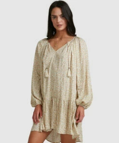 BILLABONG Dream Isle Charmer Mini Dress BEIGE -Womens Dresses sales 2022 abjwd00378 billabongw bei sd1