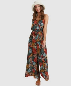 BILLABONG Sundaze Jumpsuit BLACK -Womens Dresses sales 2022 abjwd00394 billabongw blk frt2