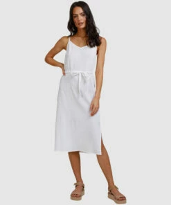 BILLABONG Tropic Sands Midi Dress WHITE -Womens Dresses sales 2022 abjwd00401 billabongw wht frt2