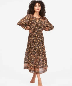 BILLABONG Storm Rider Shift Midi Dress OFF BLACK -Womens Dresses sales 2022 abjwd00450 billabongw ofb frt2