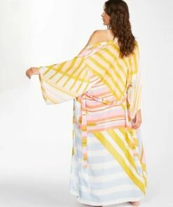 BILLABONG Head Over Heels Kimono Beach Cover-Up WHITE/MULTI -Womens Dresses sales 2022 abjx600149 billabongw wmu bck1
