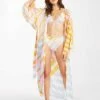 BILLABONG Head Over Heels Kimono Beach Cover-Up WHITE/MULTI