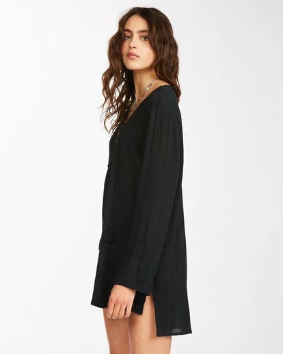 BILLABONG Blue Skies Mini Beach Cover-Up BLACK PEBBLE 2 BILLABONG Blue Skies Mini Beach Cover-Up BLACK PEBBLE - Image 2