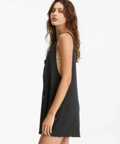 BILLABONG Fade Away Button-Up Knit Romper TOFFEE -Womens Dresses sales 2022 abjx600175 billabongw ofb sd1
