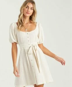 BILLABONG Sundown Mini Dress WHITE CAP