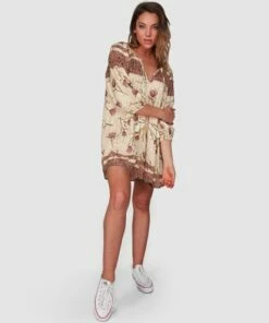 BILLABONG Driftaway Dress CREAM -Womens Dresses sales 2022 jd813bdr billabongsg crm frt1