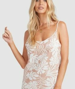 BILLABONG Faded Palms Summer Lover Slip Dress TAN -Womens Dresses sales 2022 ubjwd00118 billabongw tan dtl1