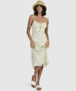 BILLABONG Tempest Midi A-Line Dress LEMON LIME -Womens Dresses sales 2022 ubjwd00179 billabongw lml frt2