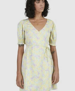 BILLABONG Tempest Wrap Dress LEMON LIME -Womens Dresses sales 2022 ubjwd00181 billabongw lml dtl1