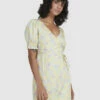 BILLABONG Tempest Wrap Dress LEMON LIME