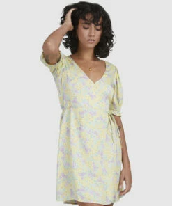 BILLABONG Tempest Wrap Dress LEMON LIME -Womens Dresses sales 2022 ubjwd00181 billabongw lml frt2
