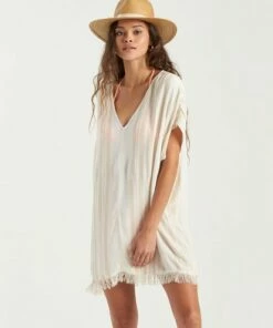 BILLABONG Walk Away Tunic Top SALT CRYSTAL